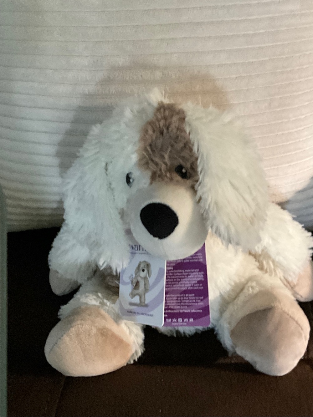Plush Cream and Tan Puppy Stuffed Animal - Soft Cuddly Toy large 13”